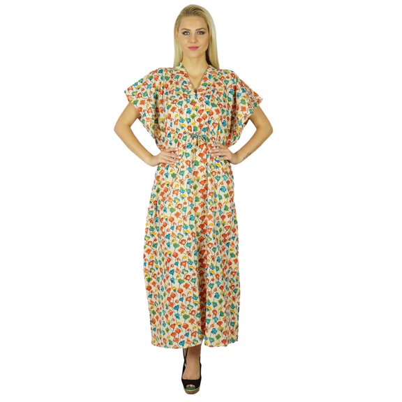 Bimba Cotton Long Kaftan Printed Maxi Floral Caftan Boho Chic Beach Coverup