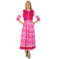 thumbnail image 1 of Bimba Cotton Pink Anarkali Kurta Kurti Full Sleeves Tie & Dye Ethnic Blouse, 1 of 1