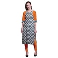 thumbnail image 1 of Bimba Cotton Printed Long Kurti Dress Straight Tunic Dresses For Women Indian Top-Large, 1 of 1