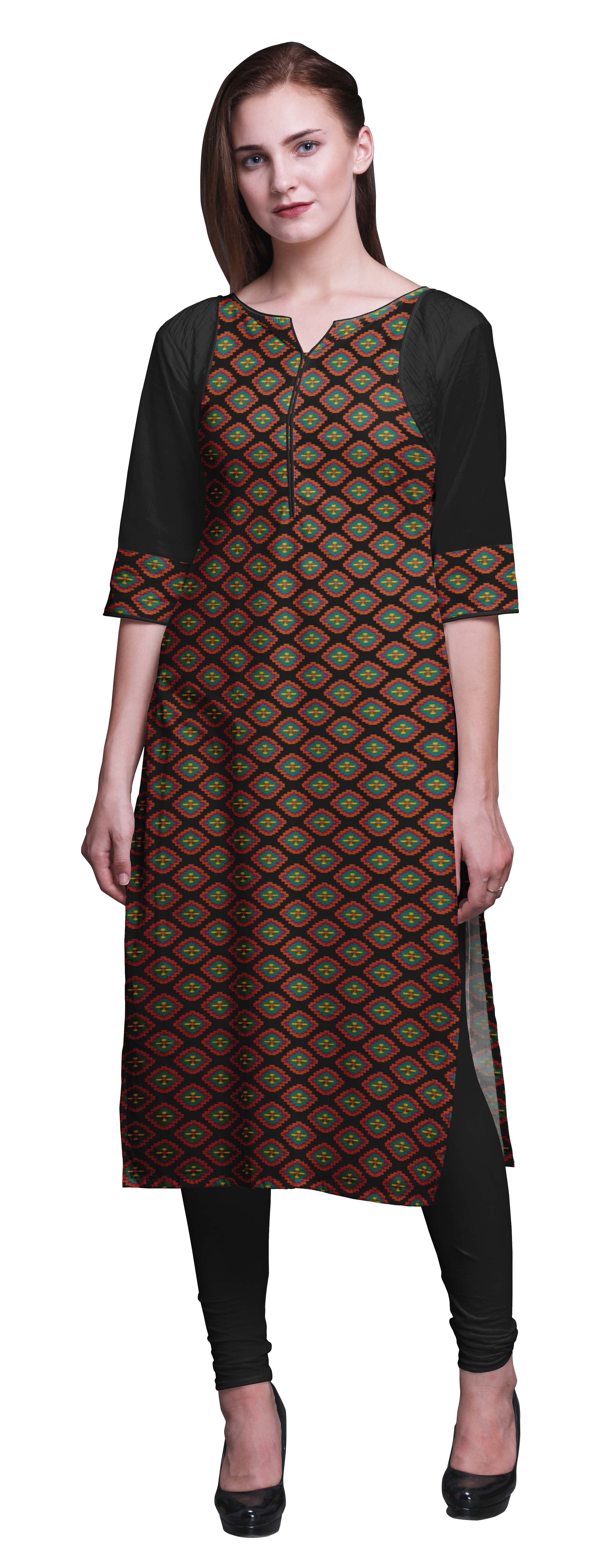 chinese dress ladies Women Latest Traditional Indian Cotton Black Dresses Online – Nakh Clothing main image 1