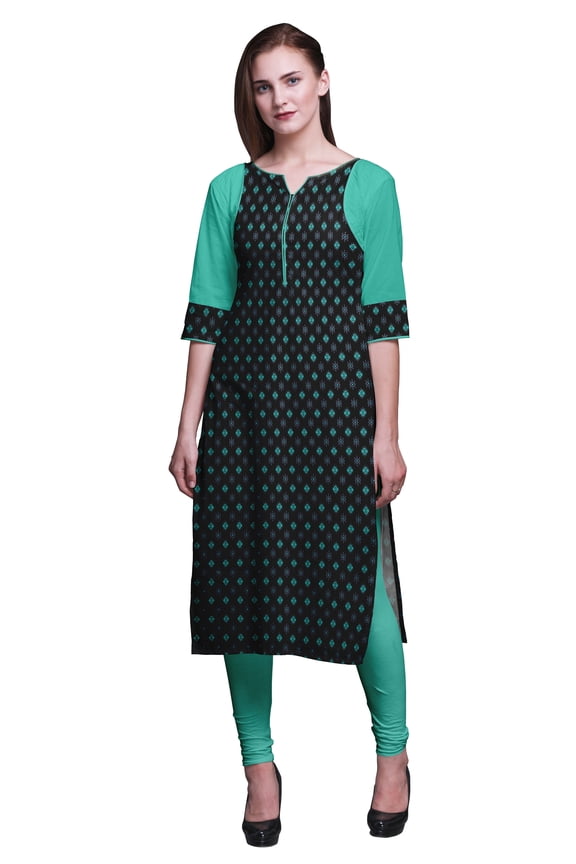 Cotton Straight Tunic Tops Women Printed Kurta Summer Wear Ladies Kurti-Medium