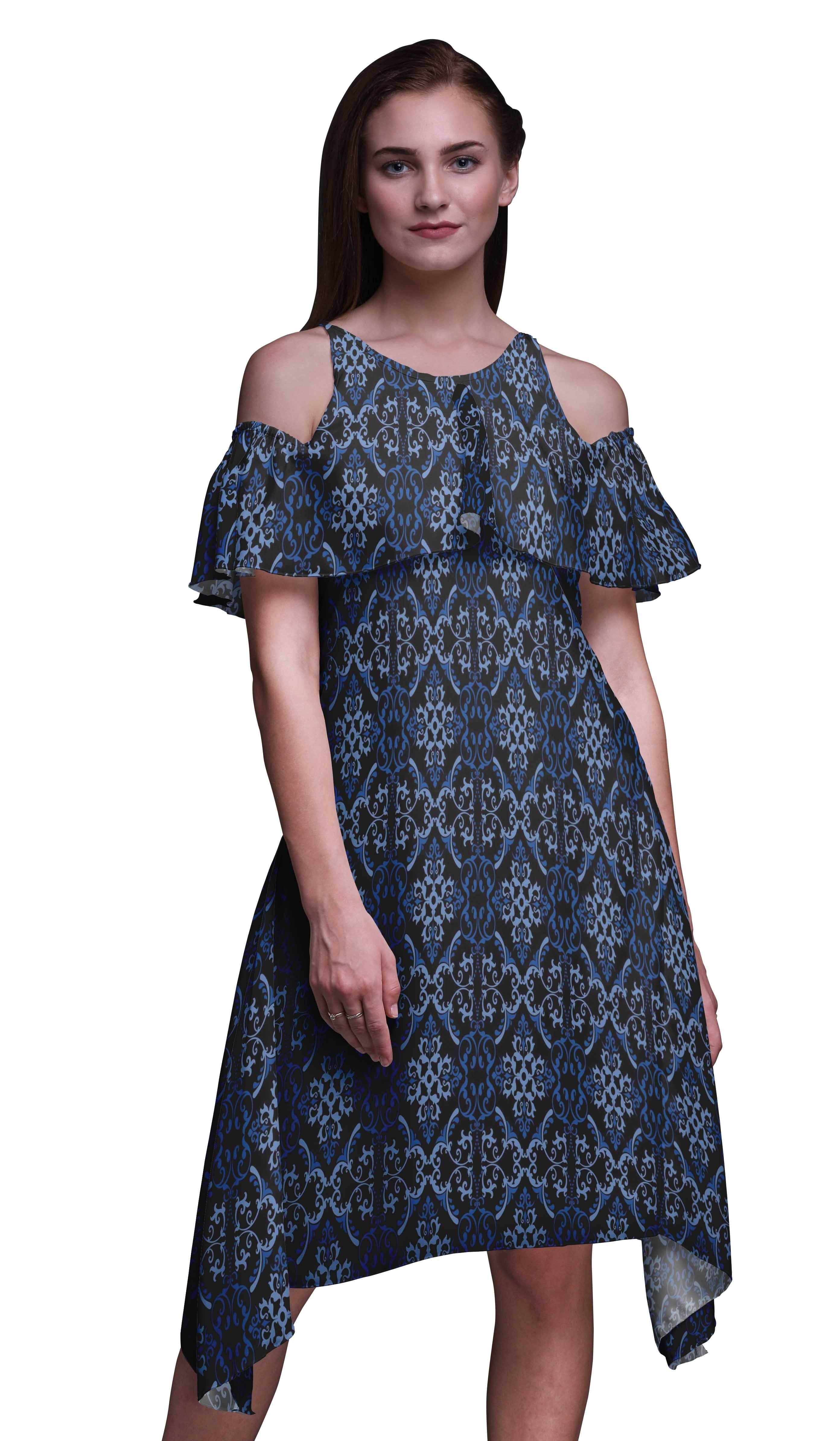 navy enlisted dress blue uniform Abbington Midi Dress in Sapphire Damask  Eva Franco