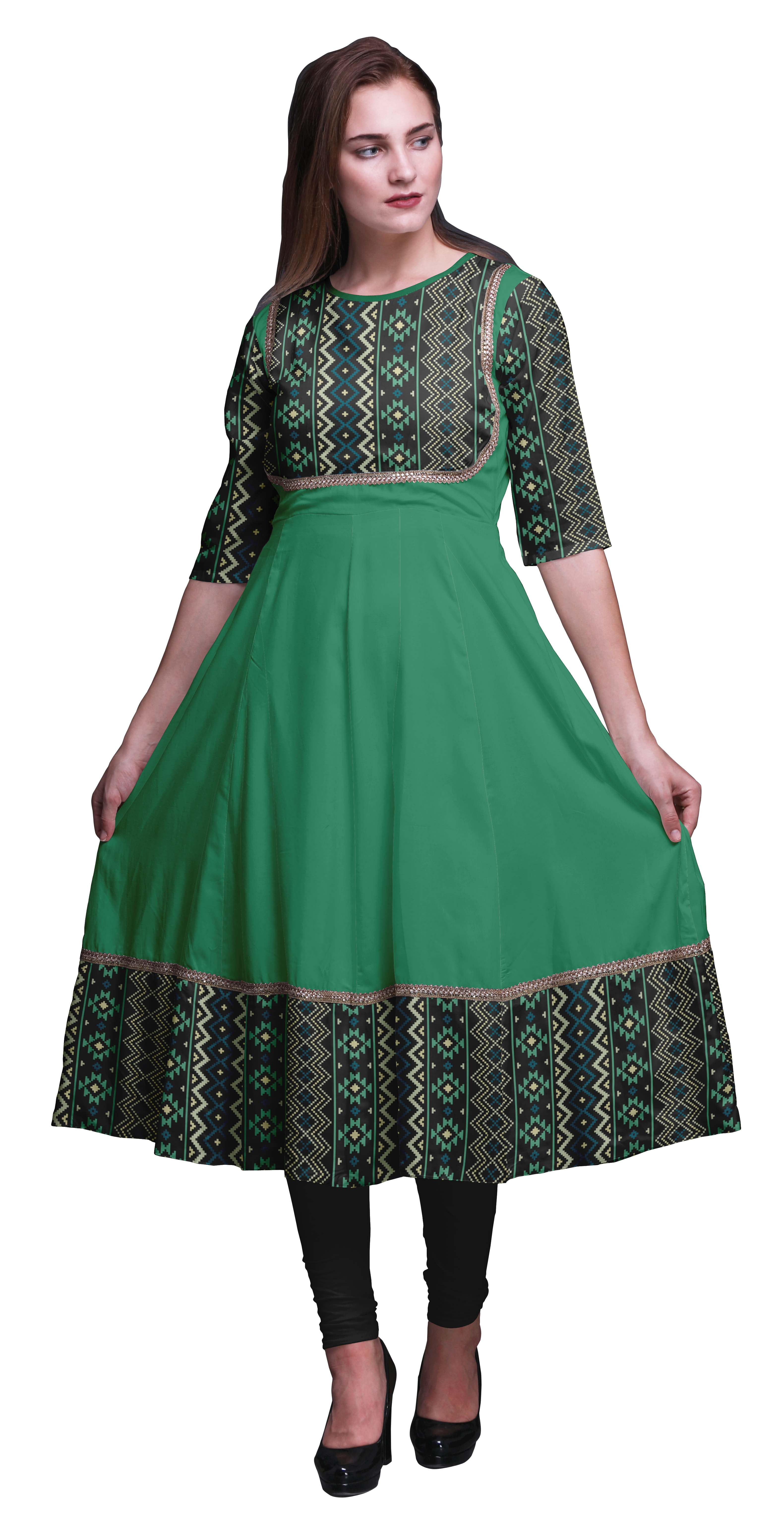 Bimba Dames Uitlopende Net Anarkali Jurk Feestkleding Indiase Kurti Tuniek Traditionele Kurta