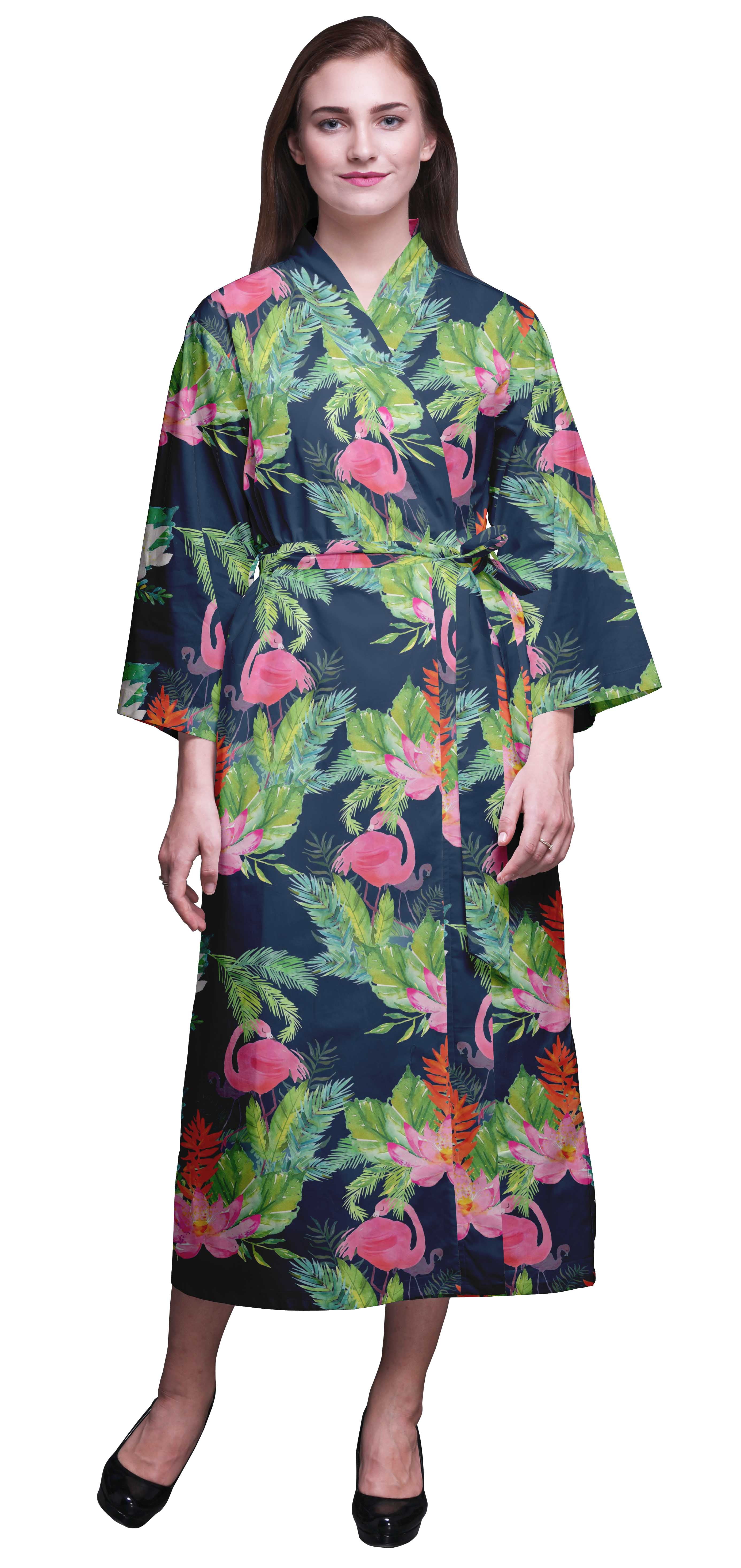 Bimba Dark Blue Floral Flamingo,Leaves & Water Lily Printed Crossover