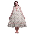thumbnail image 1 of Bimba Dark Peach3 Floral Leaves,Lilac & Peony Mid Calf Nightwear Ladies Cotton Printed Sleeveless Night Gown Maxi Dress Large, 1 of 6