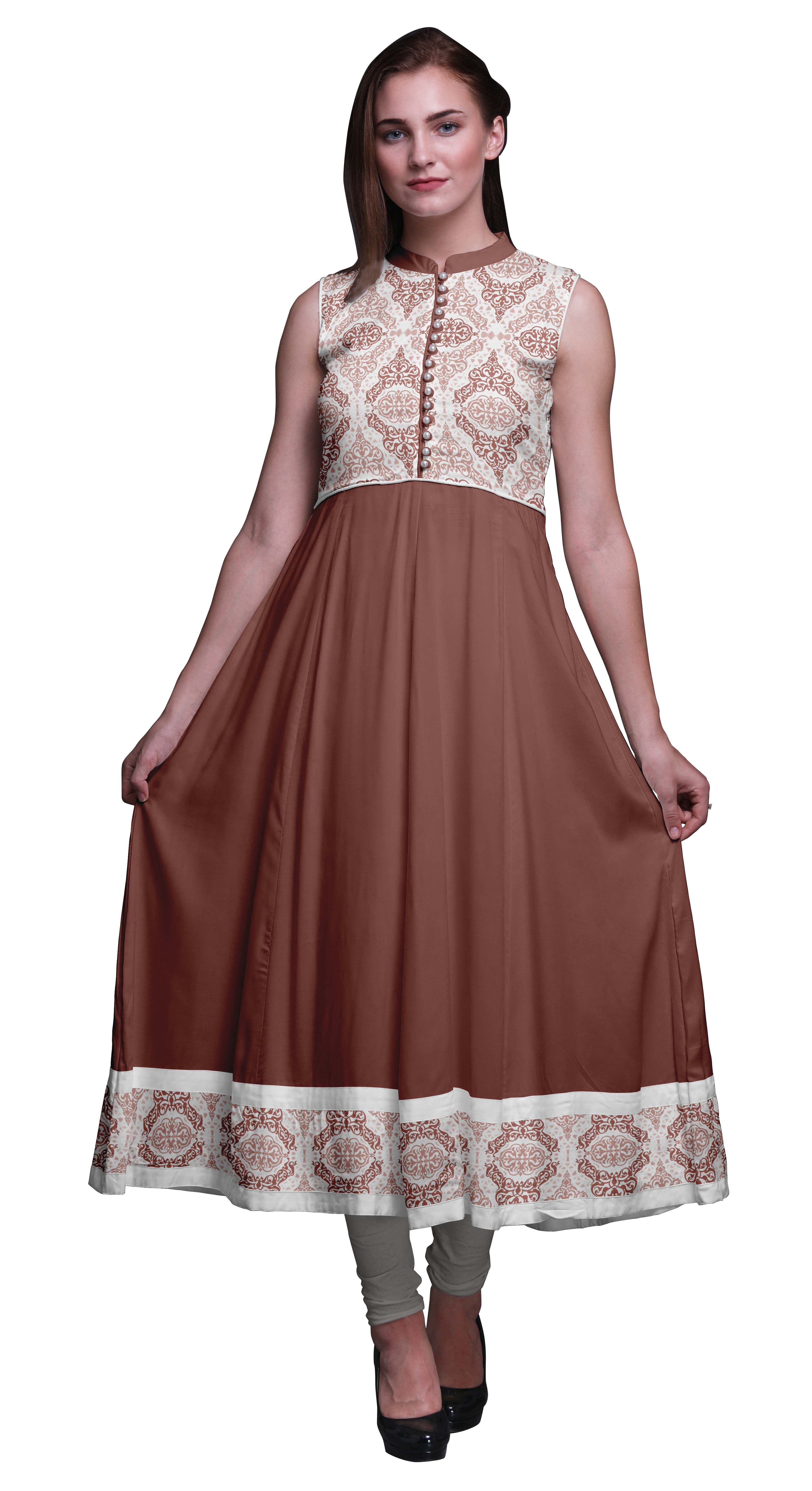 dark brown indian dress Bimba Rose Damask Anarkali For Women Ethnic Printed Kurti Long Kurta Party Dress X-Small SEASON:Spring Rental Duration:8 days 59 Jenny Levin Stock Item code