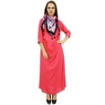 thumbnail image 1 of Bimba Designer Women's Cowl Maxi Peach Dress With Printed Tassel Scarf - 26, 1 of 5