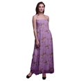 thumbnail image 1 of Bimba Dry Leaves & Goldfinch Bird Print Women Long Maxi Tube Smocked Bodice Dress-Small, 1 of 7
