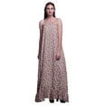 thumbnail image 1 of Bimba Dusty Rose Artistic Leaves & Floral Womens Sleepwear Long Nightgown Printed Spaghetti Strap Ladies Nightwear X-Large, 1 of 5