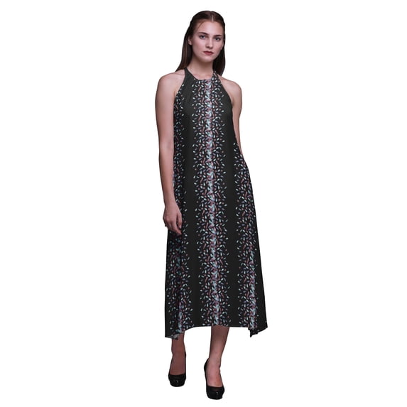 Bimba Feather Women Backless Halter Neck Beachwear Summer Evening Party Dress-XX-Large