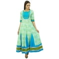 thumbnail image 1 of Bimba Flaired Kurti Printed Cotton Kurta With Pom-Poms Classic Chic Maxi Dress, 1 of 9