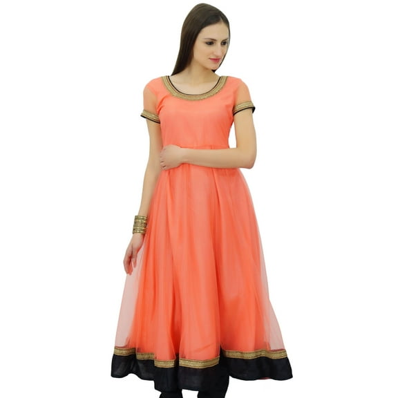 Bimba Flaired Net Anarkali Dress Solid Kurta Kurti Indian Tunic Custom Clothing