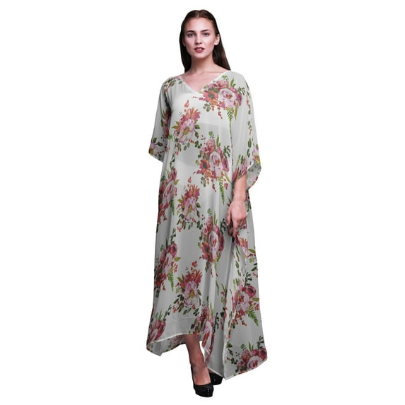 Bimba Floral Beach Kaftan Bikini Cover up Women’s Maxi Dress Long Caftan-S-L