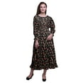 thumbnail image 1 of Bimba Floral Ladies Bishop Sleeve Round Neck Ruffle Maxi Smocked WaistÂ&nbsp;Dress-Large, 1 of 5