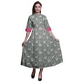 thumbnail image 1 of Bimba Floral Ladies Button Down Print Dress A-Line Cocktail Party Shirt Dress-Small, 1 of 5