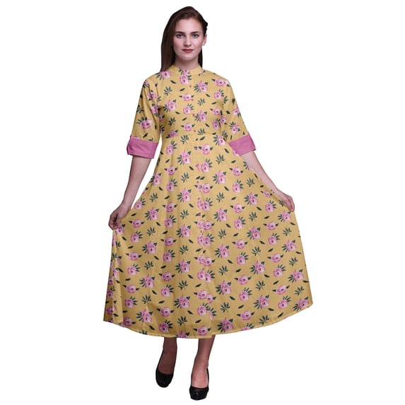 Bimba Floral Ladies Button Down Print Dress A-Line Cocktail Party Shirt Dress-XX-Large