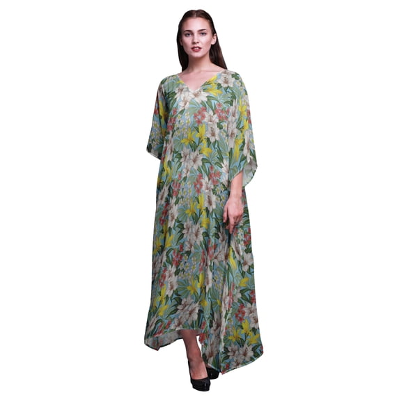 Bimba Floral Ladies Kaftan Holiday Loungewear Maxi Dress Beach Coverup-S-L