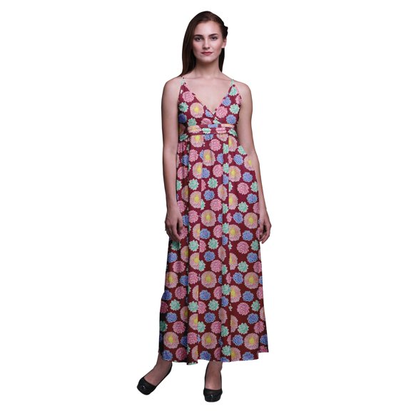 Bimba Floral Ladies Long Summer Sleeveless Tye Dye Print Casual Maxi Beach Dress-X-Large
