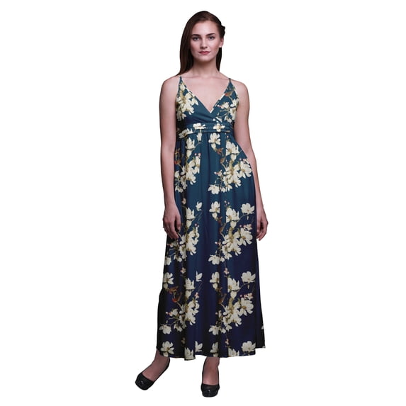 Bimba Floral Ladies Long Summer Sleeveless Tye Dye Print Casual Maxi Beach Dress-X-Large