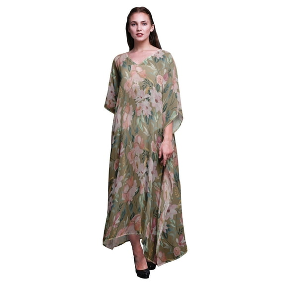 Bimba Floral Ladies Plus Size Kaftan Summer Wear Beach Coverup Kimono Caftan-S-L