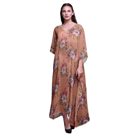 Bimba Floral Ladies Plus Size Kaftan Summer Wear Beach Coverup Kimono Caftan-XL-3X