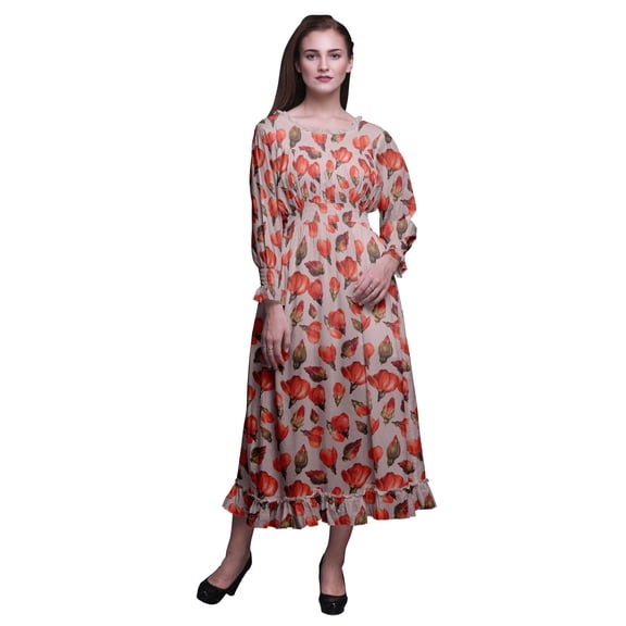 Bimba Floral Ladies Printed Boho Gypsy Summer Smocked Maxi Long BeachÂ&nbsp;Dress-X-Small