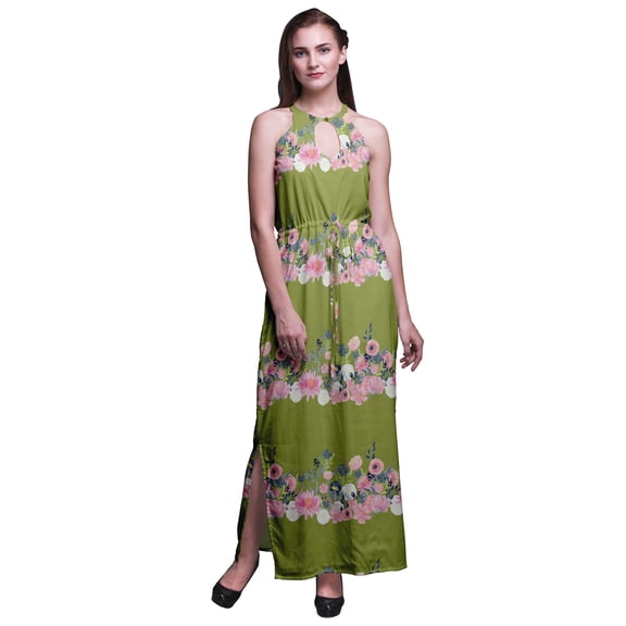 Bimba Floral Ladies Sleeveless Long Print Maxi Dress with Side Slits Summer Wear-XXX-Large