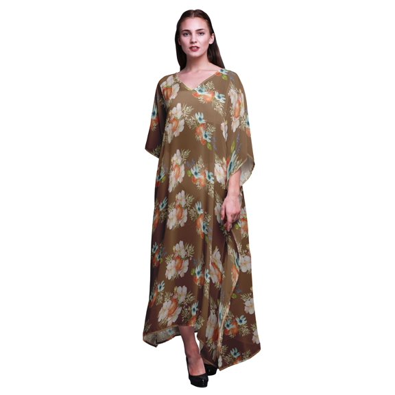 Bimba Floral Long Caftan Maxi Dress Beach Swimwear Cover up Womens Kaftan-4X-5X