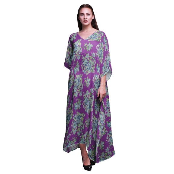 Bimba Floral Long Caftan Maxi Dress Beach Swimwear Cover up Womens Kaftan-4X-5X