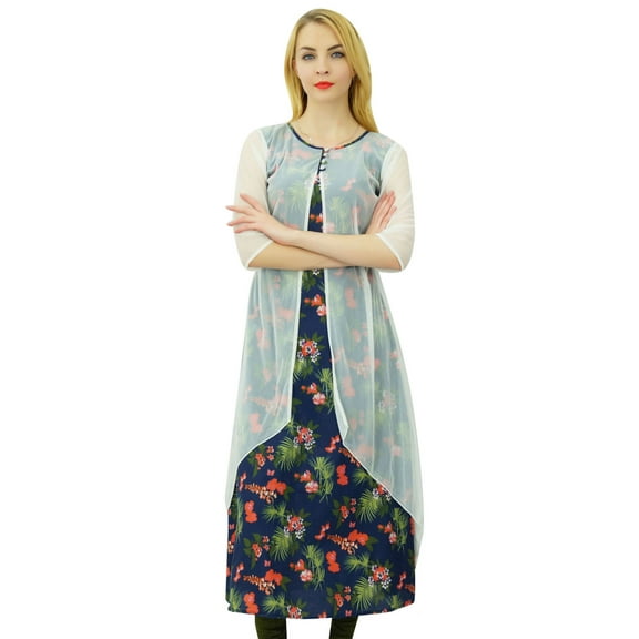 Bimba Floral Print Cotton Kurta Kurti Indian Designer Clothing Kurti Dress Tunic