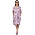 thumbnail image 1 of Bimba Floral Print Rayon Light Pink Women Short Sleeve Sleepshirt Nightwear - 4, 1 of 8