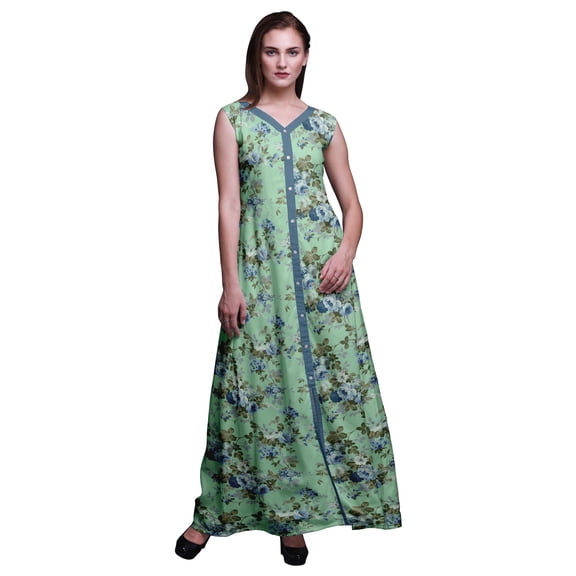 Bimba Floral Printed Front Slit Sleeveless Summer Spring Long Women BeachÂ Dress-X-Large