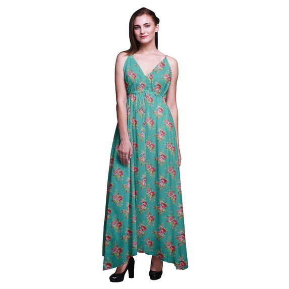 Bimba Floral Printed Women Long Maxi Beach Dress Strappy Summer Resort Wear-Large