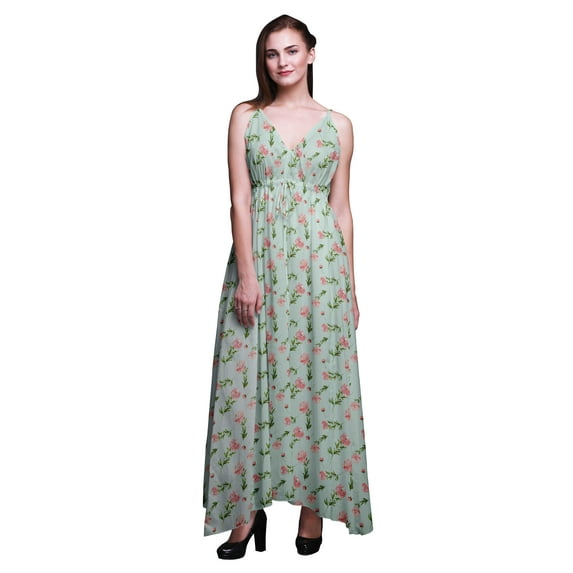 Bimba Floral Printed Women Long Maxi Beach Dress Strappy Summer Resort Wear-XXX-Large