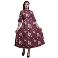 thumbnail image 1 of Bimba Floral Printed Womenâ€™s Roll Up Sleeves Dress Mandarin Collar Button Down Shirt-XXX-Large, 1 of 5