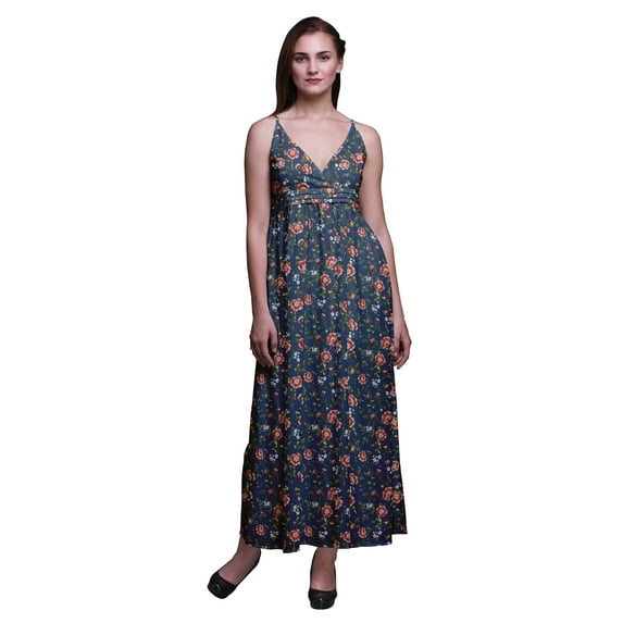 Bimba Floral Women Printed Long Chic Dress Bohemian Summer Maxi Beach Wear-X-Large