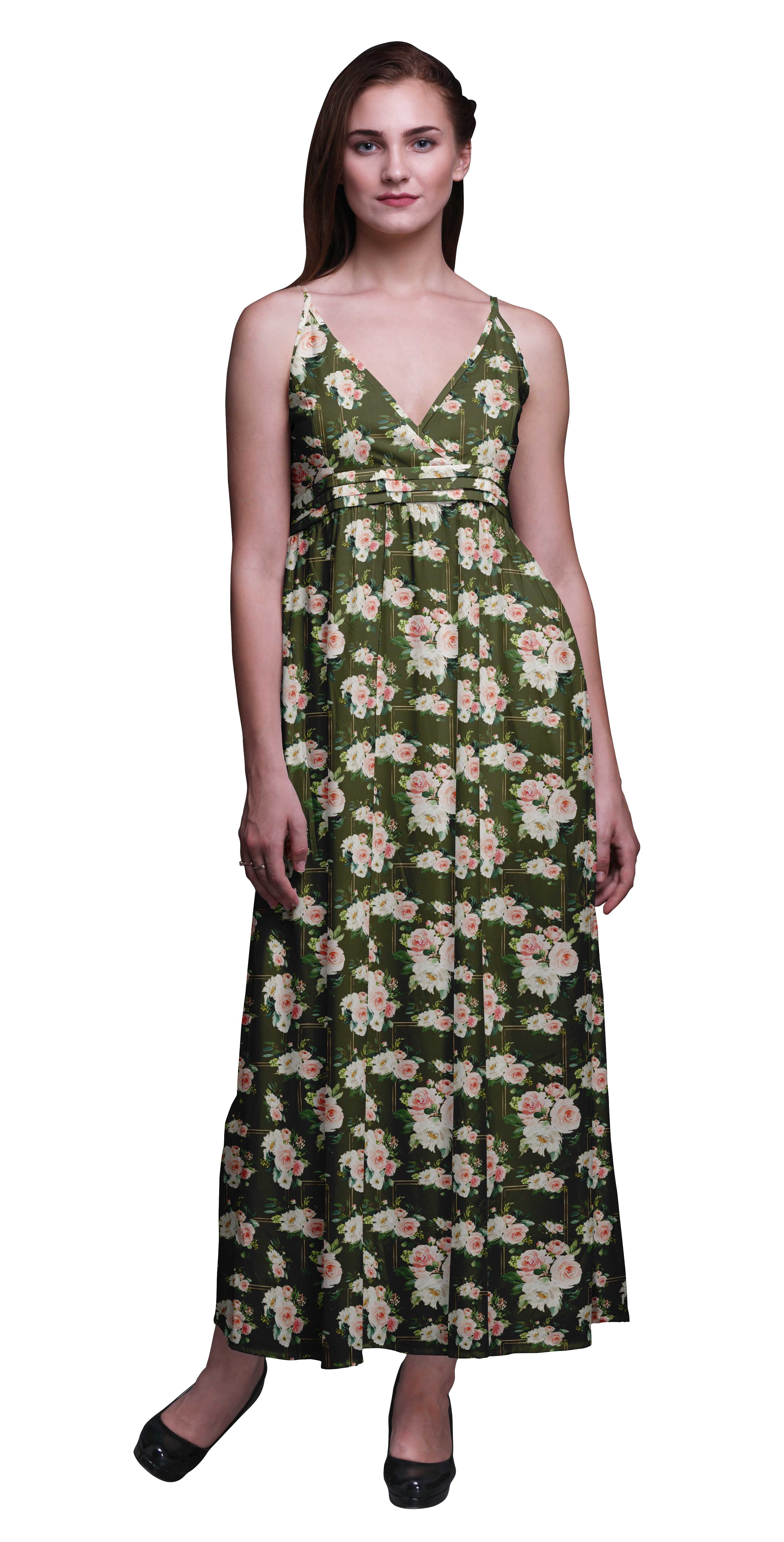100% Cotton Maxi Dress Bimba Bird Printed Women Long Maxi Beach Dress Strappy Summer Resort Cover Up