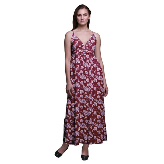 Bimba Floral Women Printed Sleeveless Long Maxi Strappy Bohemian Beach Dress-X-Large