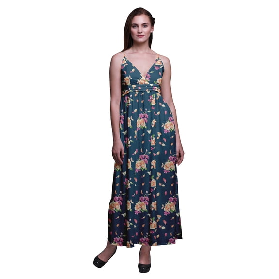 Bimba Floral Women Printed Sleeveless Long Maxi Strappy Bohemian Beach Dress-XXX-Large