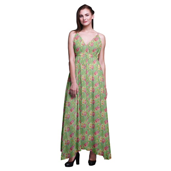 Bimba Floral Women Printed Sleeveless Long Maxi Strappy Bohemian Beach Dress-Large