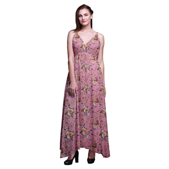 Bimba Floral Women Printed Sleeveless Long Maxi Strappy Bohemian Beach Dress-X-Small