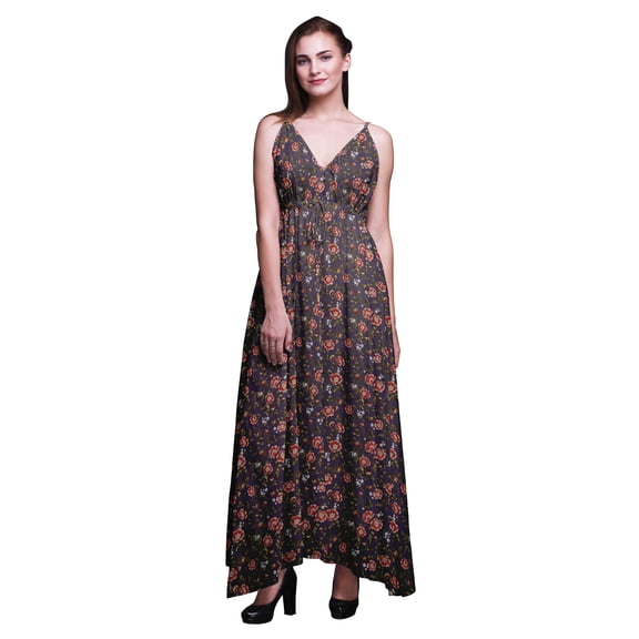 Bimba Floral Women Summer Printed V Neck Long MaxiÂ DressÂ Holiday Resort Wear-XX-Large