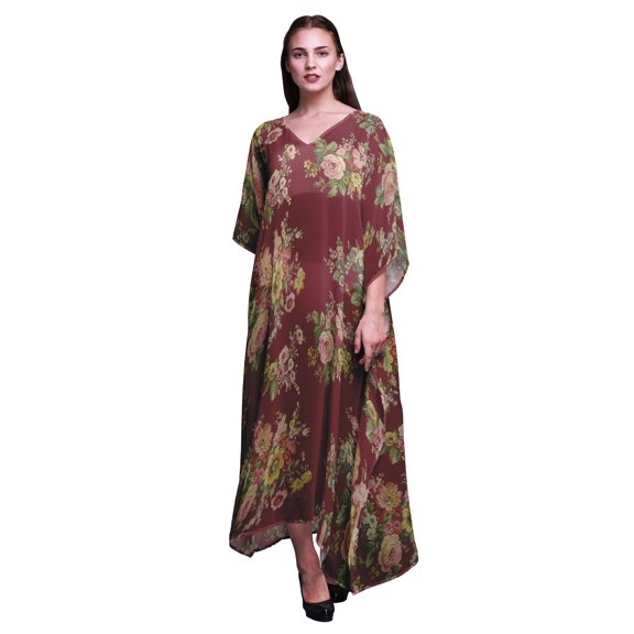 Bimba Floral Womens Long Beach Kaftan Beachwear Bikini Coverup Maxi Dress-XL-3X