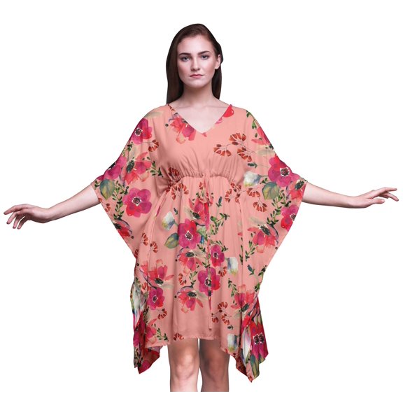Bimba Flower Beach Kaftan Bikini Cover up WomenÃ¢â‚¬â„¢s Midi Dress Short Caftan-4X-5X