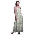 thumbnail image 1 of Bimba Flower Leaves Bimba Printed Women Flowy Smocked Spaghetti Strap Dress-Small, 1 of 7