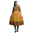 thumbnail image 1 of Bimba Goldenrod Ikat Geometric Indian Ethnic Wear For Women Indian Kurtis Long Anarkali Kurta X-Large, 1 of 5