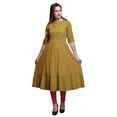 thumbnail image 1 of Bimba Goldenrod2 Floral Leaves & Tulip Printed Anarkali Dress Long Maxi Dress Indian Kurtis For Women Ethnic Kurti Small, 1 of 5