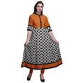 thumbnail image 1 of Bimba Gray Curve Diamond Geometric Printed Anarkali Dress Long Kurti For Women Indian A Line Casual Top Tunic -Medium, 1 of 5