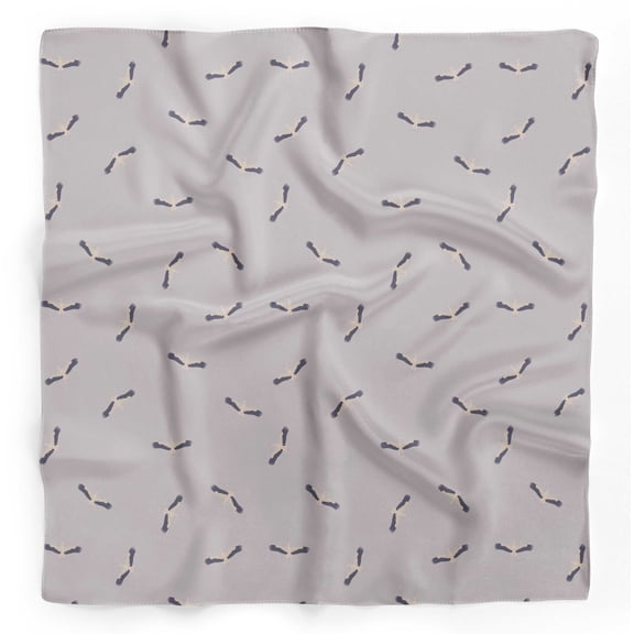 Bimba Gray Flying Stork Bird Printed Pure Silk Scarf For Hair Neck Head Bandanas For Women 40 x 40 Inches