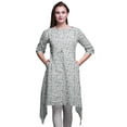 thumbnail image 1 of Bimba Gray Heart Bottle & Rose Floral Women Kurtas Ethnic Printed Asymmetric Summer Wear Tops For Women XX-Large, 1 of 6